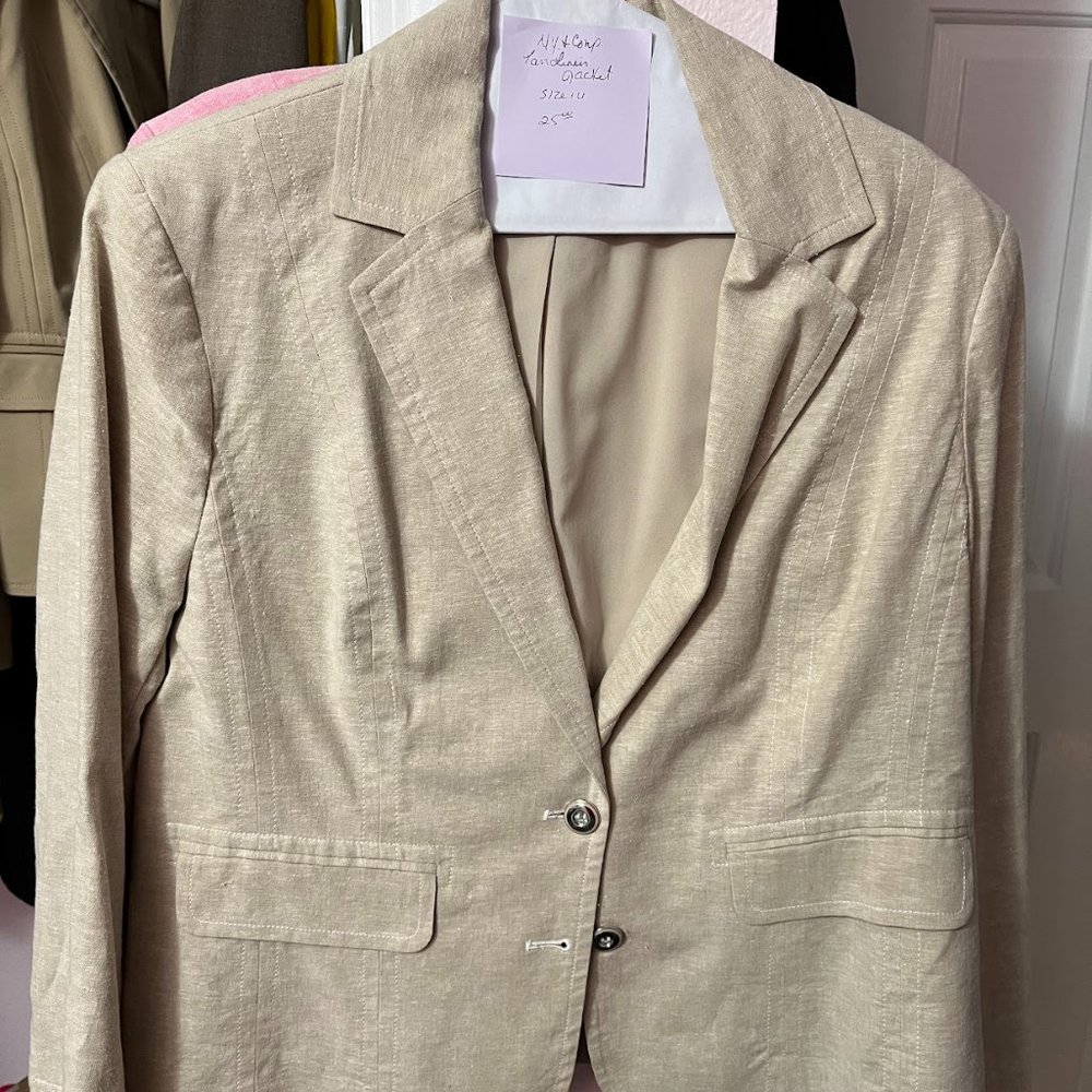 New York and Company Ladies Tan Linen Jacket